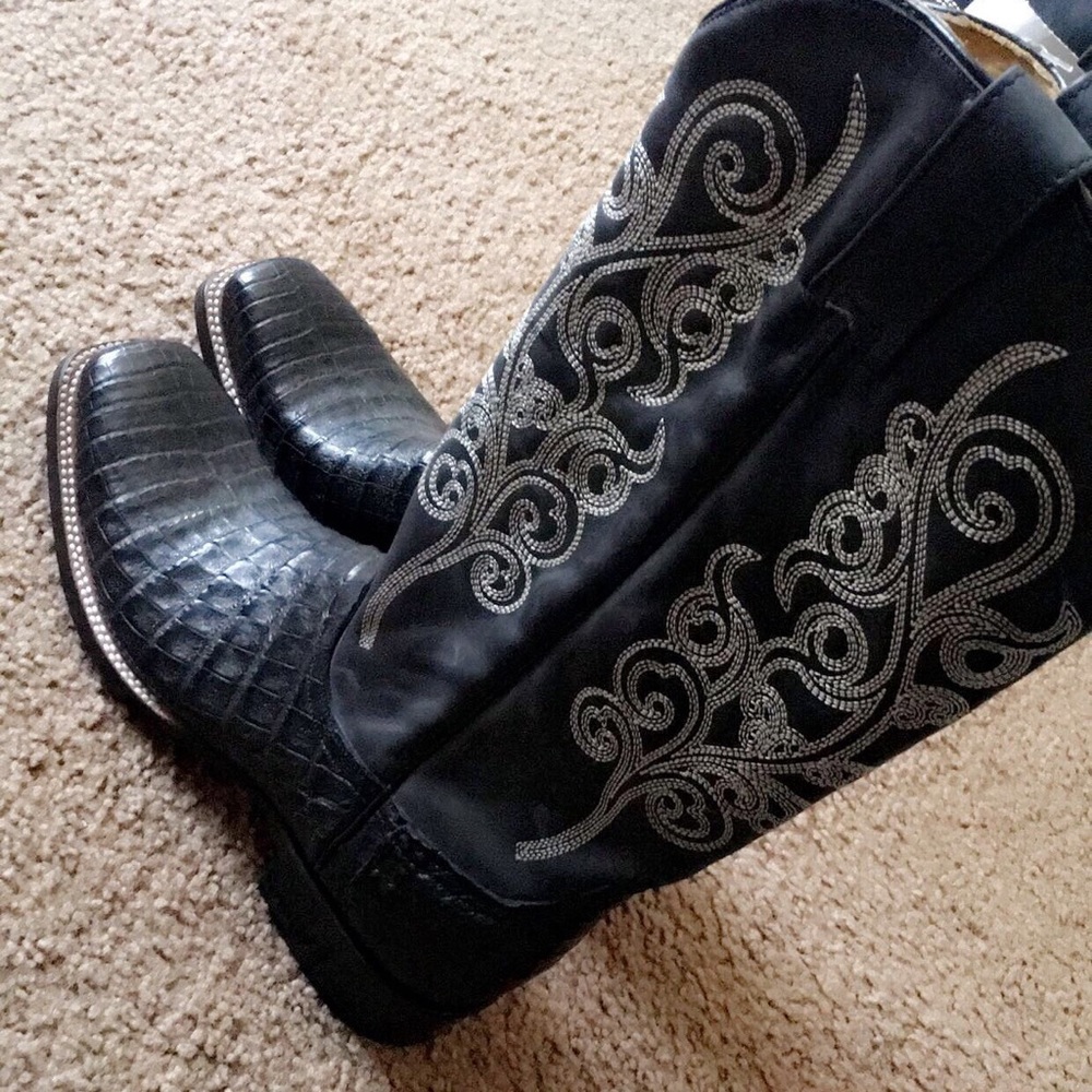 Stetson Black and Silver Women's Boots